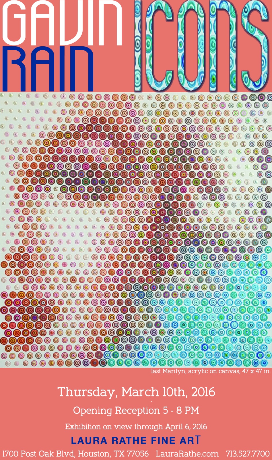 Invitation for the Laura Rathe Fine Art solo show, Houston (USA)